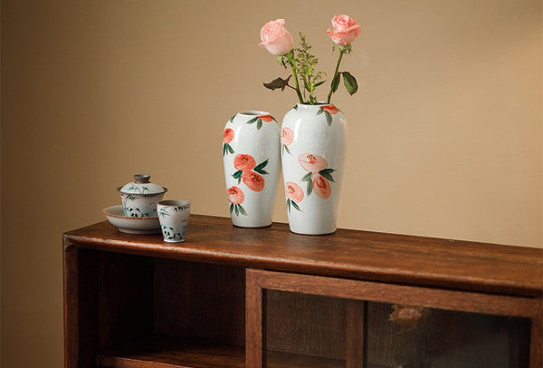 Porcelain Flower Vases, Handmade Water Holding Flower Vases, Modern Flower Vase Centerpiece on Table, Ceramic Bouquet Vases-Grace Painting Crafts