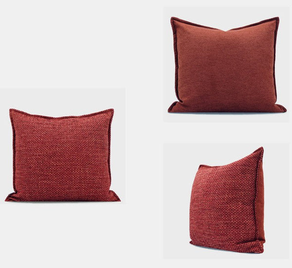 Large Square Modern Throw Pillows for Couch, Red Contemporary Modern Sofa Pillows, Simple Decorative Throw Pillows, Large Throw Pillow for Interior Design-Grace Painting Crafts