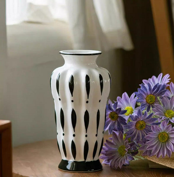 Modern Flower Vases on Table, Porcelain Flower Vases, Water Holding Flower Vases, Handmade Bouquet Ceramic Vases-Grace Painting Crafts