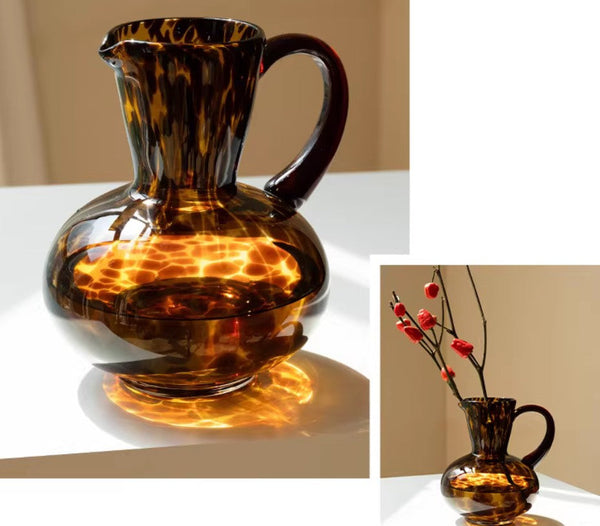 Mid Century Glass Vases, Centerpiece Contemporary Vases on Table, Handmade Modern Vases for Bedroom, Decorative Glass Vase, Modern Glass Vase for Flowers-Grace Painting Crafts