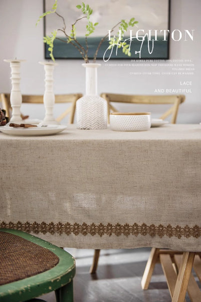Large Rectangle Table Cover for Dining Room Table, Modern Table Cloth, Cotton and Linen Tablecloth for Home Decoration, Square Tablecloth for Round Table-Grace Painting Crafts