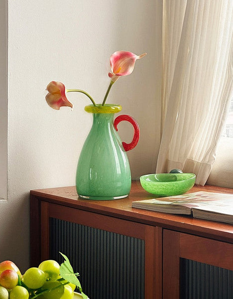 Small Flower Vase, Modern Glass Flower Vases, Handmade Glass Bud Vases, Water Holding Flower Vases, Flower Vases on Table-Grace Painting Crafts