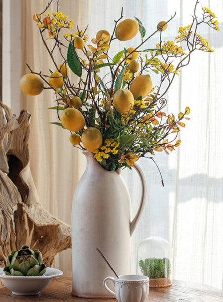 Lemon Branch, Fragrans stems, Fern leaf, Creative Flower Arrangement Ideas for Home Decoration, Unique Artificial Flowers, Simple Artificial Floral for Dining Room Table-Grace Painting Crafts