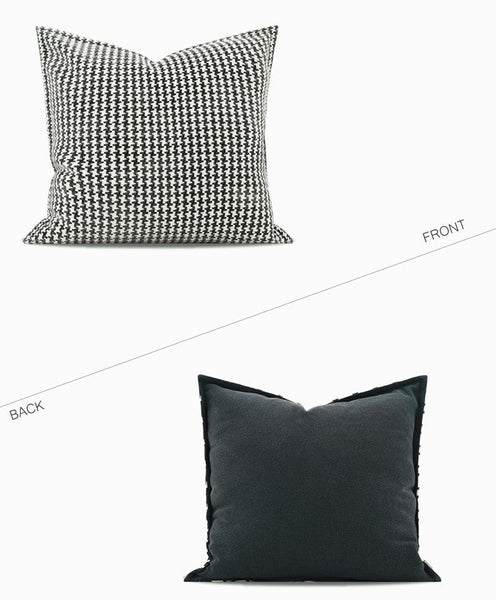 Chequer Modern Sofa Pillows, Large Black and White Decorative Throw Pillows, Contemporary Square Modern Throw Pillows for Couch, Abstract Throw Pillow for Interior Design-Grace Painting Crafts