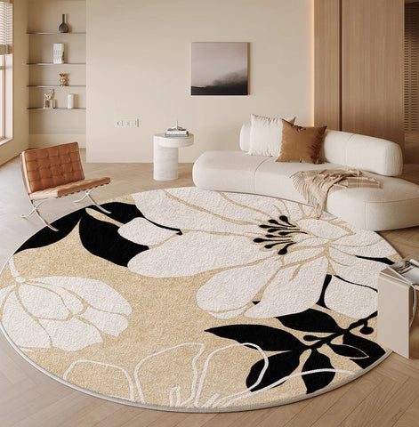 Geometric Round Rugs for Dining Room, Bedroom Abstract Modern Area Rugs, Circular Modern Rugs under Chairs, Contemporary Modern Rug for Living Room-Grace Painting Crafts