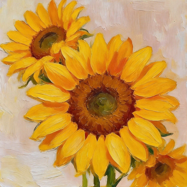 Sunflowers in Full Bloom, Still Life Painting, Hand Painted Canvas Art, Original Flower Paintings, Buy Small Paintings Online, Small Canvas Artwork-Grace Painting Crafts
