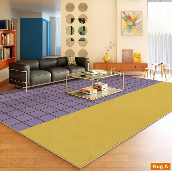 Colorful Modern Rugs for Bedroom, Contemporary Modern Rugs for Living Room, Geometric Modern Rugs, Modern Carpets under Coffee Table-Grace Painting Crafts