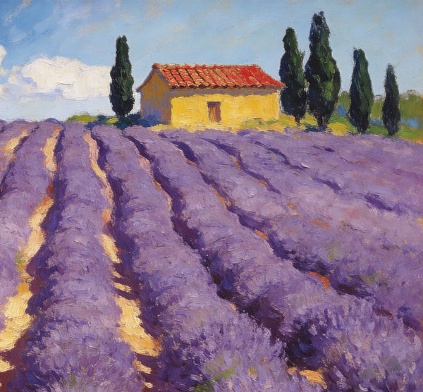 Lavender Field in Provence, Original Oil Paintings, Small Landscape Paintings, Small Oil Paintings on Canvas, Small Canvas Paintings, Hand Painted Canvas Art, Simple Painting Ideas-Grace Painting Crafts