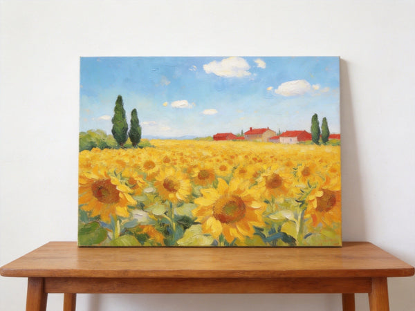 Original Landscape Paintings, Sunflower Field Painting, Small Canvas Wall Art Paintings, Buy Original Art Online, Hand Painted Canvas Artwork-Grace Painting Crafts