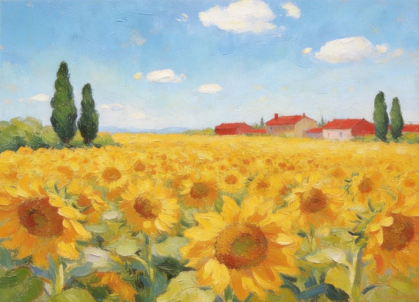 Original Landscape Paintings, Sunflower Field Painting, Small Canvas Wall Art Paintings, Buy Original Art Online, Hand Painted Canvas Artwork-Grace Painting Crafts