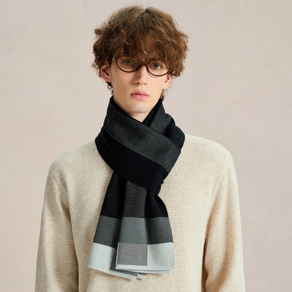 Long Wool Man Scarf, Business Casual Scarf for Men, Formal Men Scarf Styles, Men's Winter Scarves, Men's Wool Scarf Winter, Unique Gifts for Men-Grace Painting Crafts