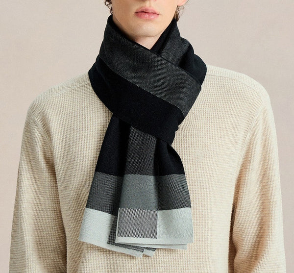 Long Wool Man Scarf, Business Casual Scarf for Men, Formal Men Scarf Styles, Men's Winter Scarves, Men's Wool Scarf Winter, Unique Gifts for Men-Grace Painting Crafts