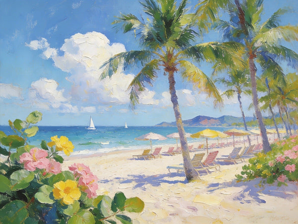 Small Wall Paintings, Florida Beach in Spring, Simple Painting Ideas, Landscape Canvas Paintings, On Canvas Small Paintings, Hand Painted Wall Art-Grace Painting Crafts