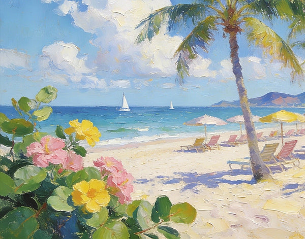 Small Wall Paintings, Florida Beach in Spring, Simple Painting Ideas, Landscape Canvas Paintings, On Canvas Small Paintings, Hand Painted Wall Art-Grace Painting Crafts