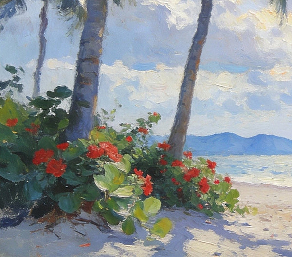 Small Wall Paintings, A Leisurely Florida Beach Holiday, Landscape Canvas Paintings, On Canvas Small Paintings, Hand Painted Canvas Art, Simple Painting Ideas-Grace Painting Crafts