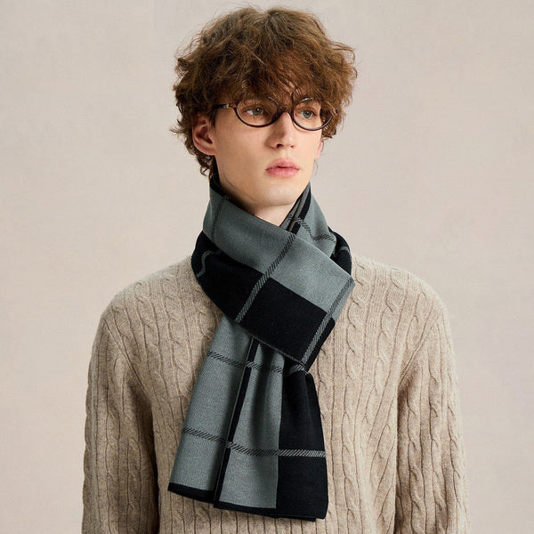 Men's Wool Scarf Winter, Long Wool Man Scarf, Business Casual Scarf for Men, Formal Men Scarf Styles, Men's Winter Scarves, Unique Gifts for Men-Grace Painting Crafts