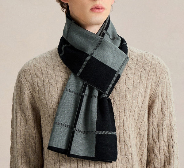 Men's Wool Scarf Winter, Long Wool Man Scarf, Business Casual Scarf for Men, Formal Men Scarf Styles, Men's Winter Scarves, Unique Gifts for Men-Grace Painting Crafts