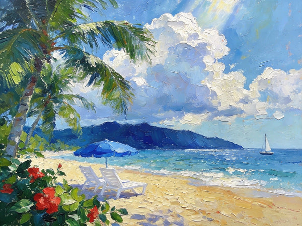 Small Oil Paintings on Canvas, Florida Beach Vacation, Landscape Canvas Paintings, Palette Knife Artwork, Hand Painted Canvas Art, Original Oil Paintings-Grace Painting Crafts