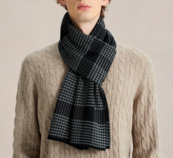 Long Wool Man Scarf, Business Casual Scarf for Men, Formal Men Scarf Styles, Men's Wool Scarf Winter, Men's Winter Scarves, Unique Gifts for Men-Grace Painting Crafts