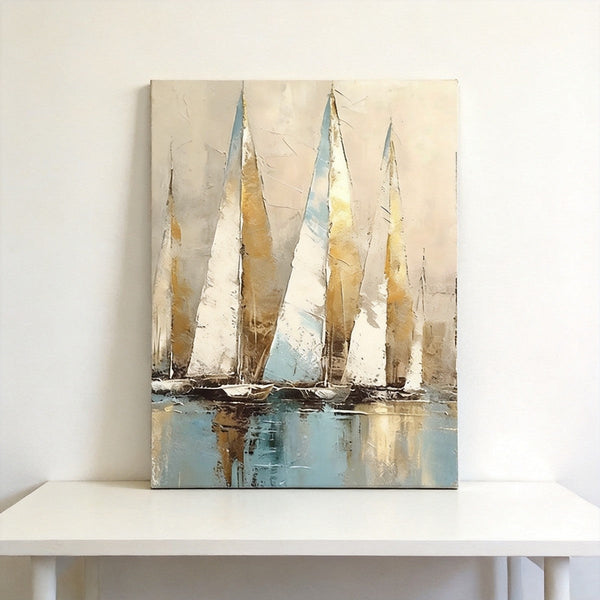 Original Abstract Paintings, Hand Painted Canvas Art, Abstract Sail Boats Painting, Original Small Paintings, Buy Small Art Online-Grace Painting Crafts