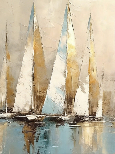 Original Abstract Paintings, Hand Painted Canvas Art, Abstract Sail Boats Painting, Original Small Paintings, Buy Small Art Online-Grace Painting Crafts