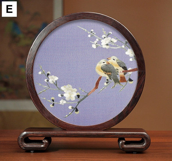 Elegant Silk Embroidery Ornaments, Traditional Chinese Suzhou Flower and Birds Silk Embroidery, Exclusive Business Presents, Creative Birthday Gift, Premium Souvenir-Grace Painting Crafts