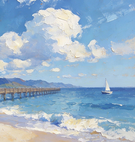 Small Oil Paintings on Canvas, A Sunny Florida Beach, Small Wall Paintings, Landscape Canvas Paintings, Hand Painted Artwork, Original Oil Paintings-Grace Painting Crafts