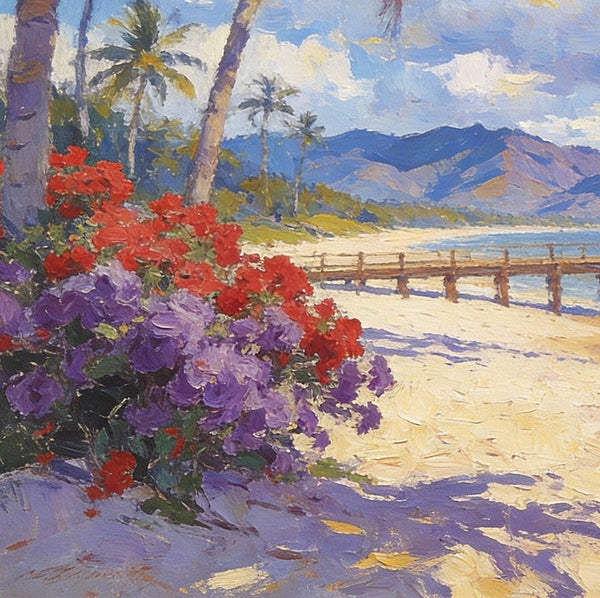 A Pier Path to the Sea and Sky, Palette Knife Artwork, Landscape Canvas Paintings, Small Oil Paintings on Canvas, Hand Painted Canvas Art, Original Oil Paintings-Grace Painting Crafts