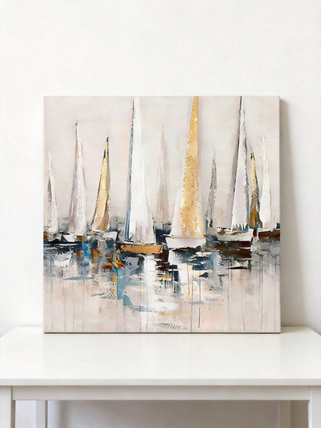 Original Abstract Paintings, Abstract Sail Boats Painting, Small Acrylic Painting on Canvas, Small Canvas Artwork, Hand Painted Canvas Art, Buy Small Paintings Online-Grace Painting Crafts