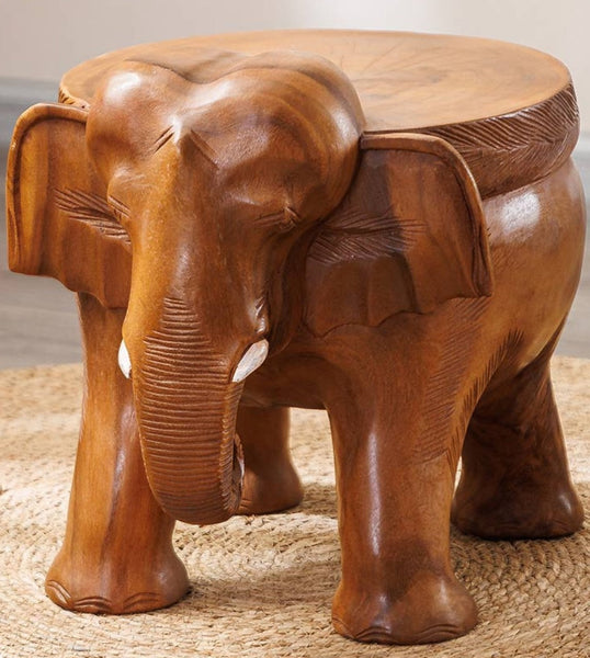Dining Table Stool, Handmade Solid Wood low Stool, Elephant Wooden Stool, Elephant Sofa Stool, Creative Shoe-changing Stool-Grace Painting Crafts
