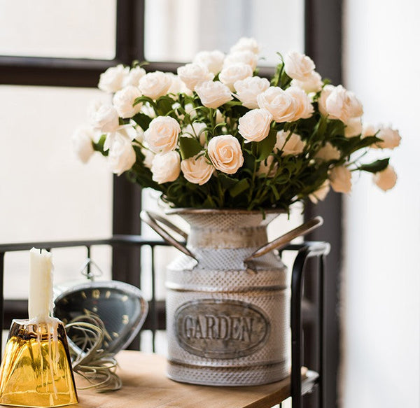 Flower Arrangement Ideas for Living Room, White Camellia Flowers, Modern Artificial Flowers for Home Decoration, Simple Artificial Floral for Bedroom-Grace Painting Crafts