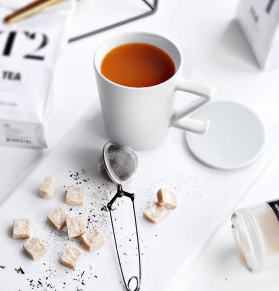 Modern Handmade Pottery Coffee Cup, Creative White Ceramic Coffee Mugs, Large Unique Tea Cup, Large Capacity Coffee Cups-Grace Painting Crafts