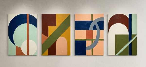 Modern Paintings for Living Room, Multi Panel Wall Art Paintings, Abstract Geometric Artwork-Grace Painting Crafts