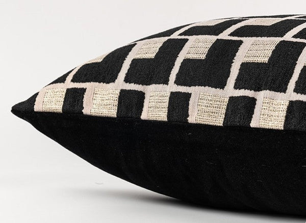 Black Chequer Modern Sofa Throw Pillows, Abstract Contemporary Throw Pillow for Living Room, Large Decorative Throw Pillows for Couch-Grace Painting Crafts