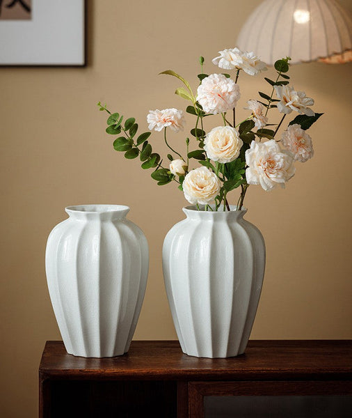 Large Flower Vases on Table, Centerpiece Ceramic Bud Vases, Porcelain Flower Vases, Handmade Water Holding Flower Vase-Grace Painting Crafts