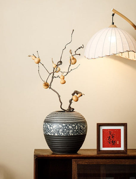 Large Pottery Flower Vases Urn, Centerpiece on Dining Table, Flower Vase on Table, Handmade Water Holding Flower Vases, Modern Bouquet Vases-Grace Painting Crafts