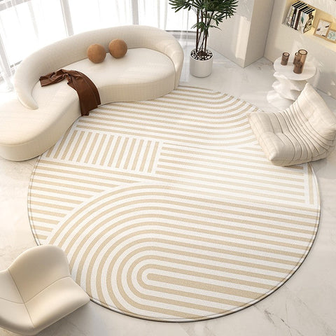 Living Room Contemporary Modern Rugs, Modern Area Rugs for Bedroom, Geometric Round Rugs for Dining Room, Circular Modern Rugs under Chairs-Grace Painting Crafts