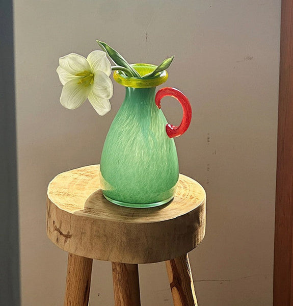 Small Flower Vase, Modern Glass Flower Vases, Handmade Glass Bud Vases, Water Holding Flower Vases, Flower Vases on Table-Grace Painting Crafts