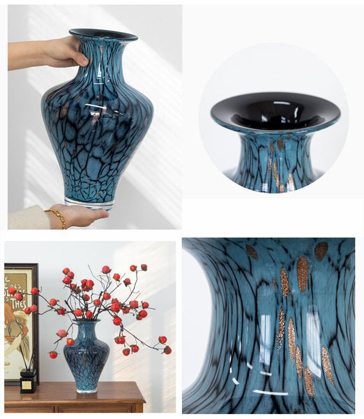 Handmade Liuli Vases, Centerpiece Vases on Table, Colored Glaze Vase for Modern Home Decor, Glass Bud Vases, Bouquet Flower Vase-Grace Painting Crafts