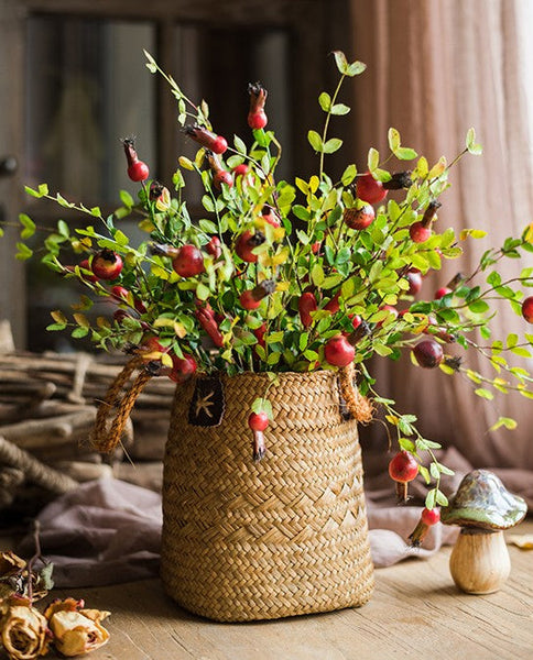 Pomegranate Branch, Beautiful Flower Arrangement Ideas for Home Decoration, Table Centerpiece, Artificial Fruit Plants, Spring Artificial Floral for Dining Room-Grace Painting Crafts