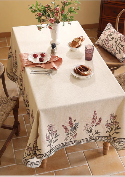 Beautiful Rectangle Tablecloth for Dining Table, Extra Large Modern Tablecloth, Spring Flower Rustic Table Cover, Square Linen Tablecloth for Coffee Table-Grace Painting Crafts