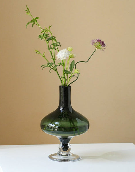 Modern Glass Vase for Flowers, Decorative Glass Vase, Mid Century Glass Vases, Handmade Modern Vases for Bedroom, Centerpiece Contemporary Vases on Table-Grace Painting Crafts