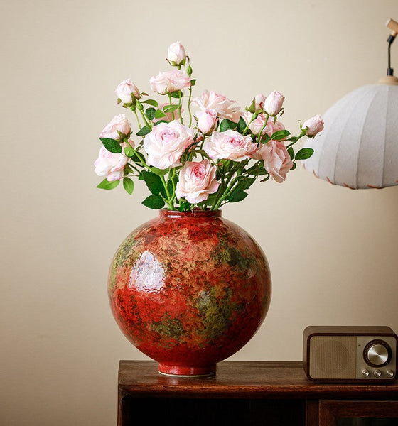 Large Pottery Flower Vases, Handmade Water Holding Flower Vases, Modern Bouquet Flower Vases, Centerpiece on Dining Table, Flower Vase on Table-Grace Painting Crafts