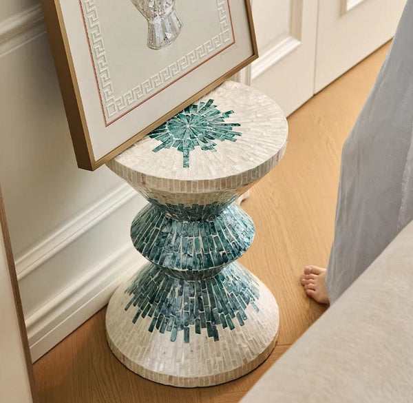 Modern Side Table, Shell Small Sofa Side Table, Contemporary Bedside Table, Bedside Small Side Table, Small End Table, Portable Casual Side Table, Creative Coffee Table, Contemporary Side Table-Grace Painting Crafts