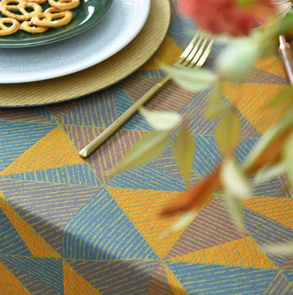 Cotton Triangle Pattern Tablecloth for Kitchen, Extra Large Rectangle Table Covers for Dining Room Table, Square Tablecloth for Coffee Table-Grace Painting Crafts