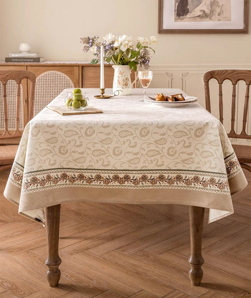 Kitchen Table Cover, Flower Tablecloth for Round Table, Elegant Table Cover for Dining Room Table, Modern Rectangle Tablecloth for Oval Table-Grace Painting Crafts