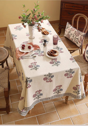 Rectangle Tablecloth for Dining Table, Beautiful Large Modern Tablecloth, Spring Flower Rustic Table Cover, Square Linen Tablecloth for Coffee Table-Grace Painting Crafts