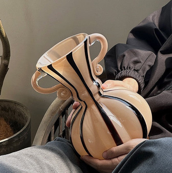 Modern Glass Flower Vases, Glass Flower Vases, Handmade Glass Bud Vases, Water Holding Flower Vases, Flower Vases on Table-Grace Painting Crafts