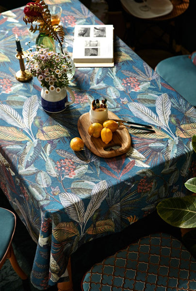 Large Modern Tablecloth Ideas for Dining Room Table, Tropical Rainforest Parrot Table Cover, Outdoor Picnic Tablecloth, Rectangular Tablecloth for Round Table-Grace Painting Crafts
