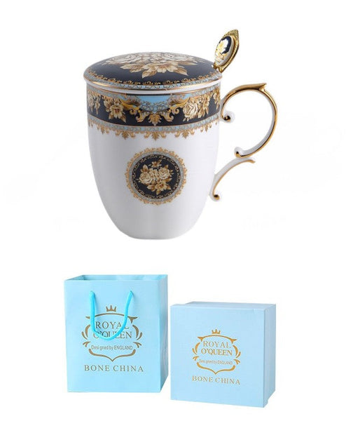 Beautiful British Ceramic Mugs, Large Capacity Ceramic Mugs for Office, Large Royal Bone China Porcelain Mug, Elegant Ceramic Coffee Mug-Grace Painting Crafts